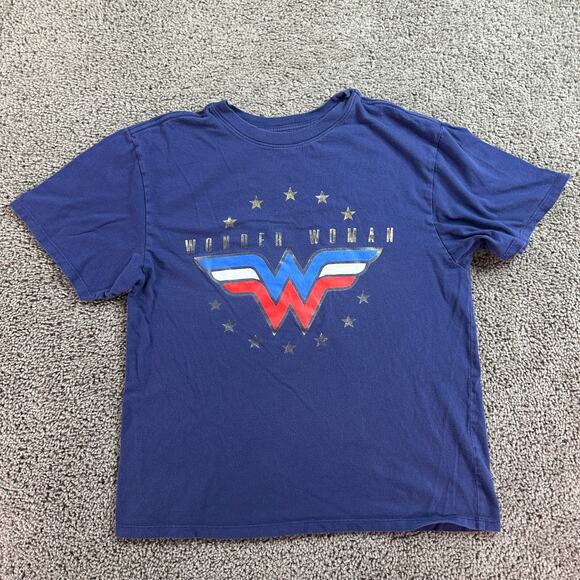 Wonder Woman Shirt Womens Large Blue Red DC Comics Short Sleeve Ladies - Picture 2 of 11